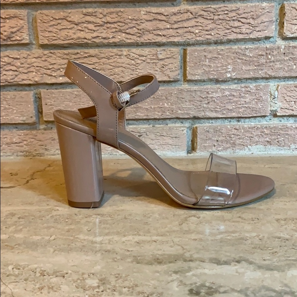 Trendy Nude/Clear Block Heels